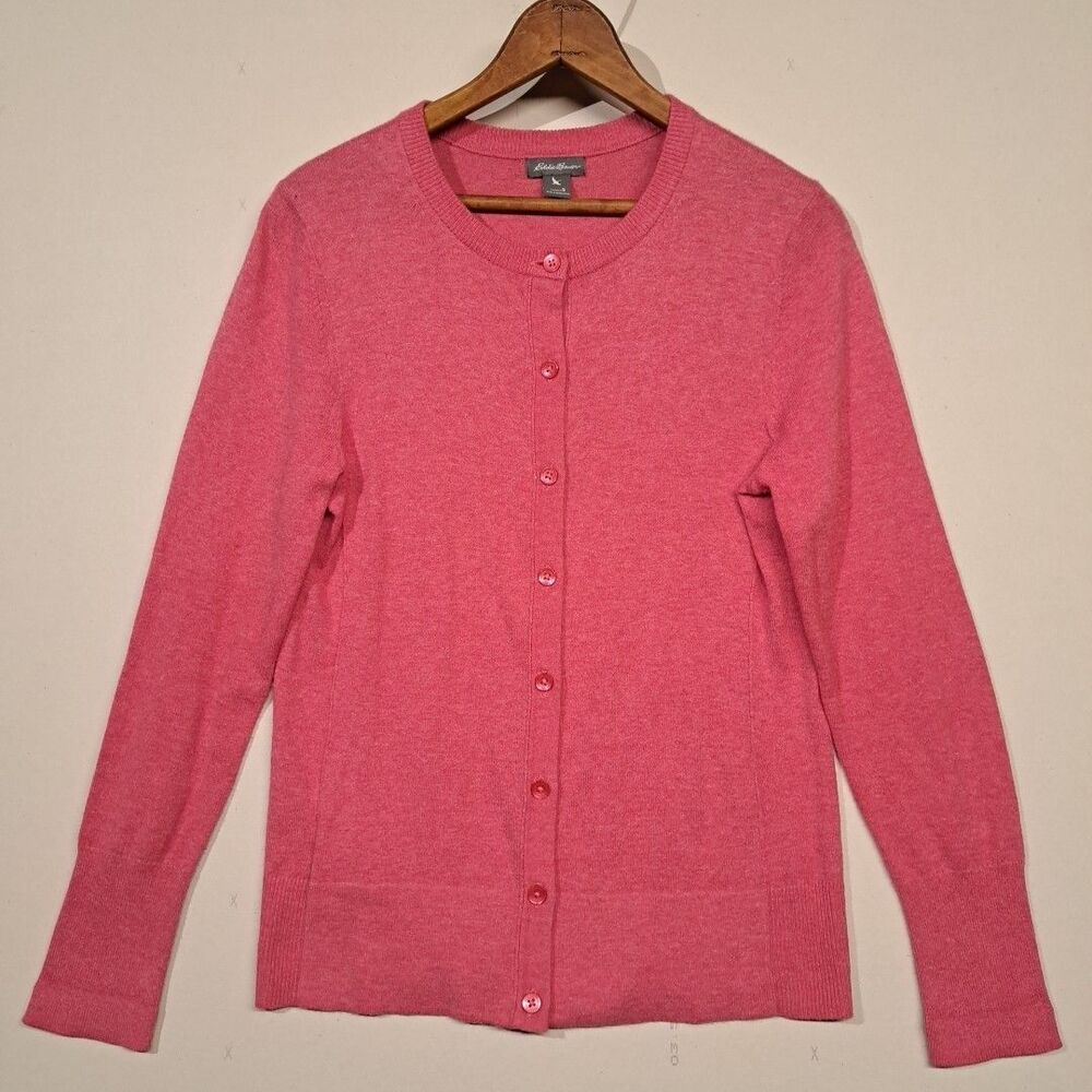 Eddie Bauer Women's Small Pink Button Down Cardigan Sweater Cotton Blend